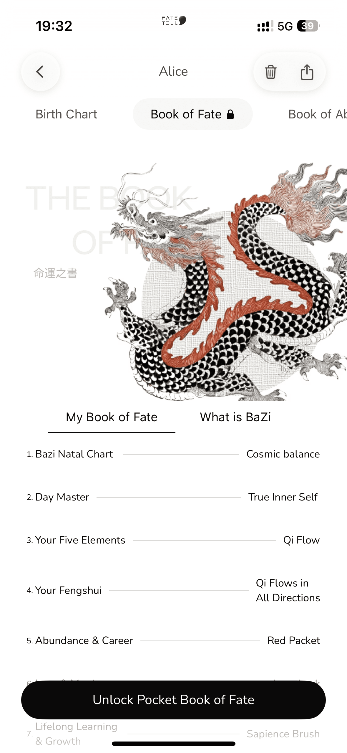 FateTell FateBook zodiac screen